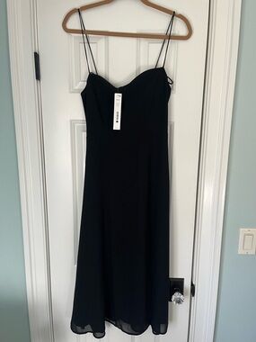 Aqua Black Spaghetti-Strap Midi Dress